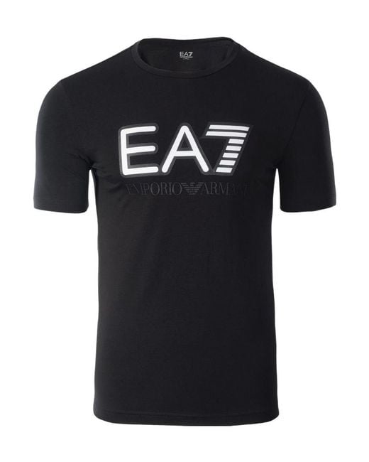 EA7 Black Logo Printed T-Shirt for men