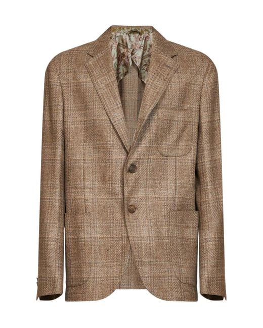 Etro Brown Long-Sleeve Blazer for men
