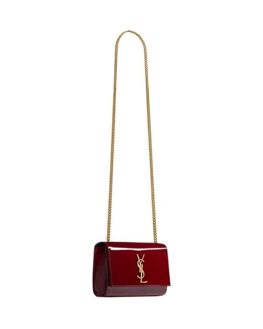 Saint Laurent Red Kate Logo Plaque Small Shoulder Bag