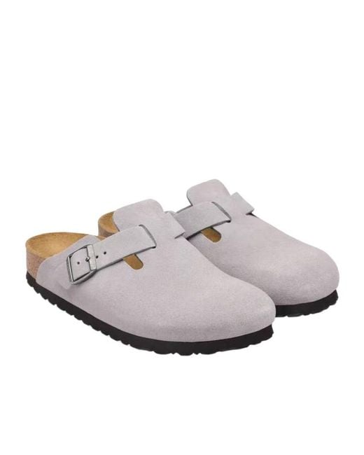 Birkenstock White Boston Round-Toe Flat Mules for men