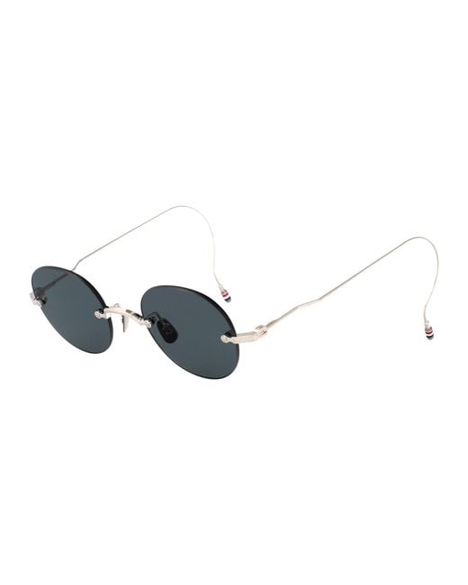 Thom Browne Blue Eyewear Oval Frame Sunglasses for men