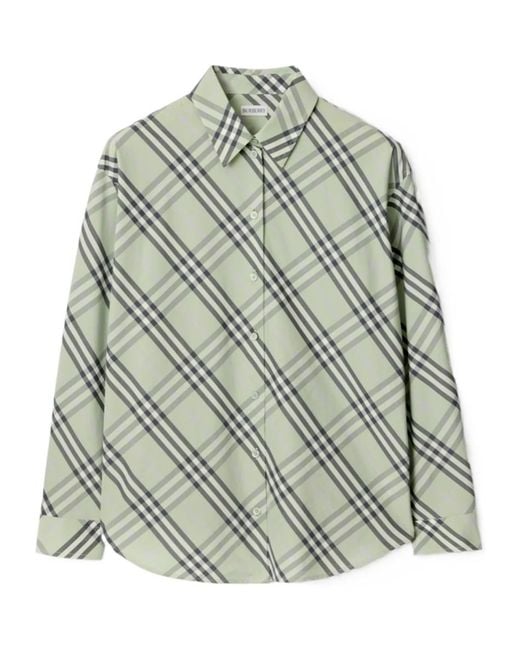 Burberry Green Long Sleeved Checked Shirt