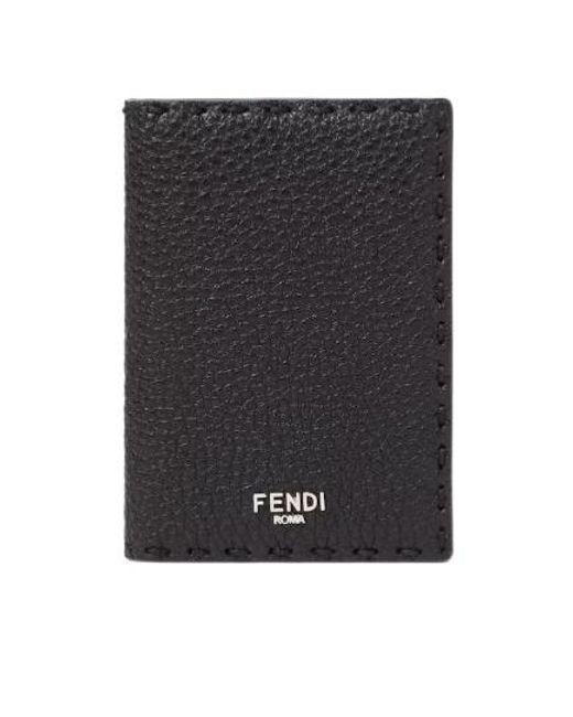 Fendi Black Selleria Bi-Fold Card Holder for men