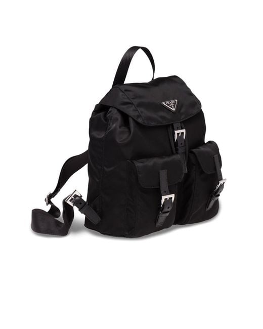 Prada Black Triangle Logo Plaque Backpack