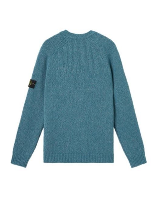 Stone Island Blue Logo Patch Crewneck Jumper for men