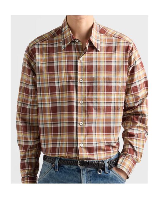 Prada Brown Checked Cotton Shirt for men