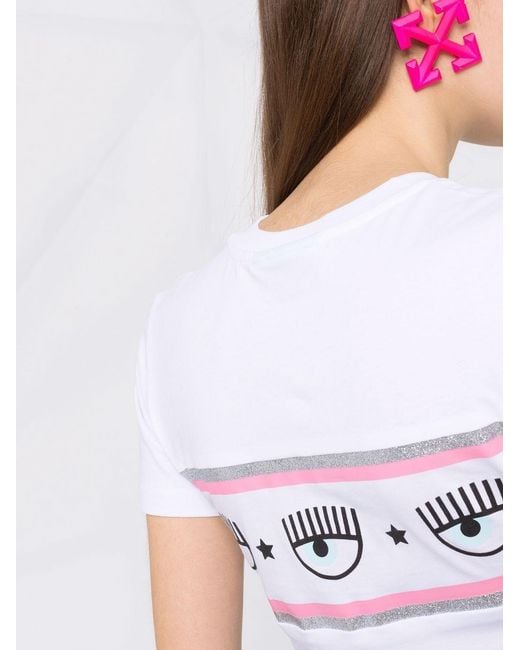 Chiara Ferragni White Eye-Print Cotton T-Shirt