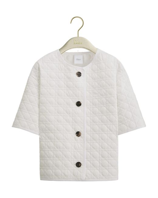 Dior White Macrocannage Short-Sleeved Jacket