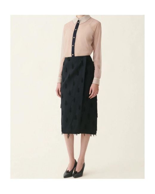 Fabiana Filippi Natural Sheer Lace-Collar Blouse
