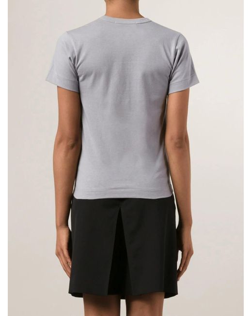 COMME DES GARÇONS PLAY Gray Embroidered Heart T-Shirt