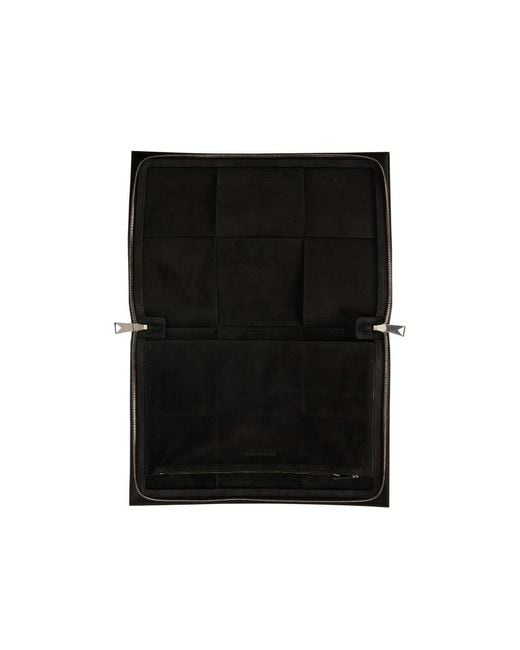 Bottega Veneta Black Logo Zipper Opening And Closing Clutch for men