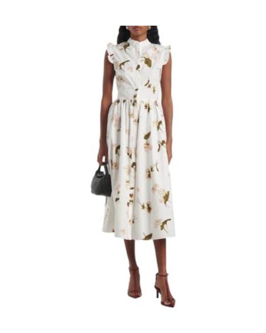 Erdem White Cotton Poplin Midi Dress