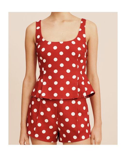 Posse Red Polka Dot Peplum Top