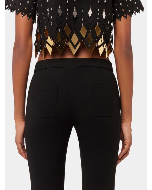 Rabanne Black Studded-Ankles Cropped Trousers