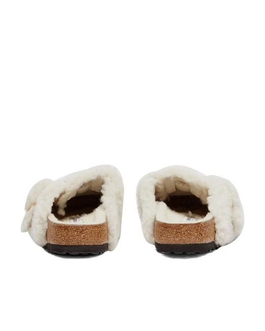 Birkenstock White Boston Big Buckle Clogs