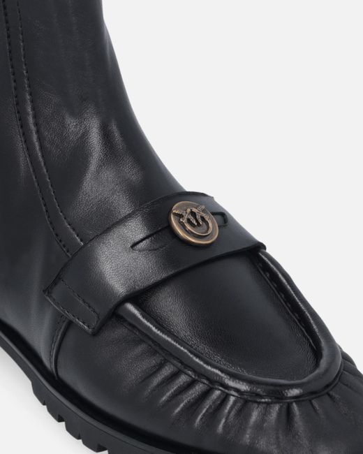 Pinko Black Love Birds Logo Plaque Booties