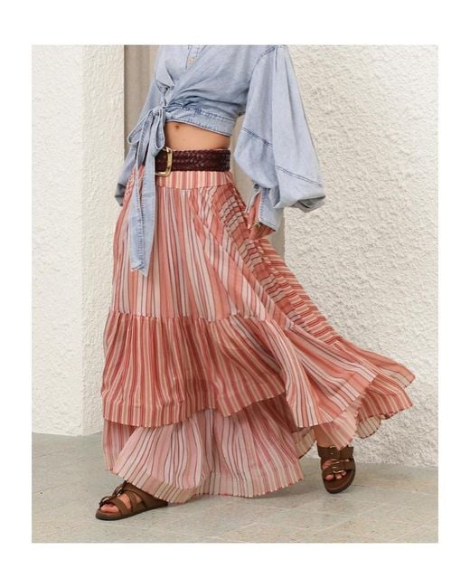 Zimmermann Pink Bohemien Rebellion Midi Skirt