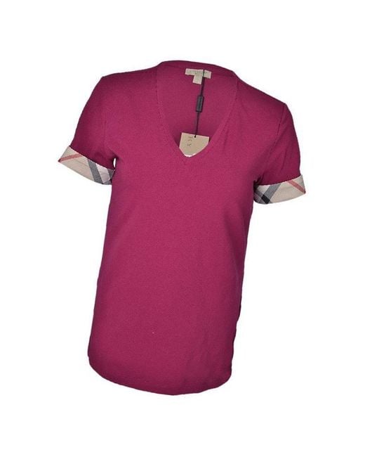 Burberry Pink V-Collar T-Shirt
