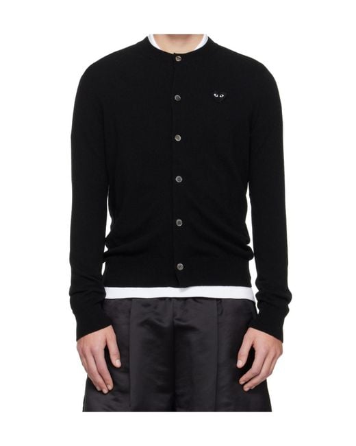 COMME DES GARÇONS PLAY Black Comme Des Garçons Play Logo Patch Crewneck Cardigan for men