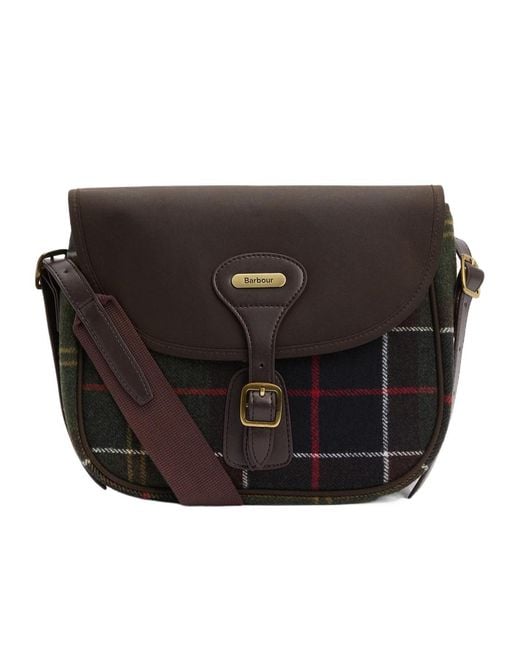Barbour Black Logo Debossed Checked Satchel Bag
