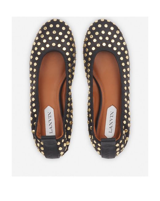 Lanvin Brown Embellished Ballerina Flats