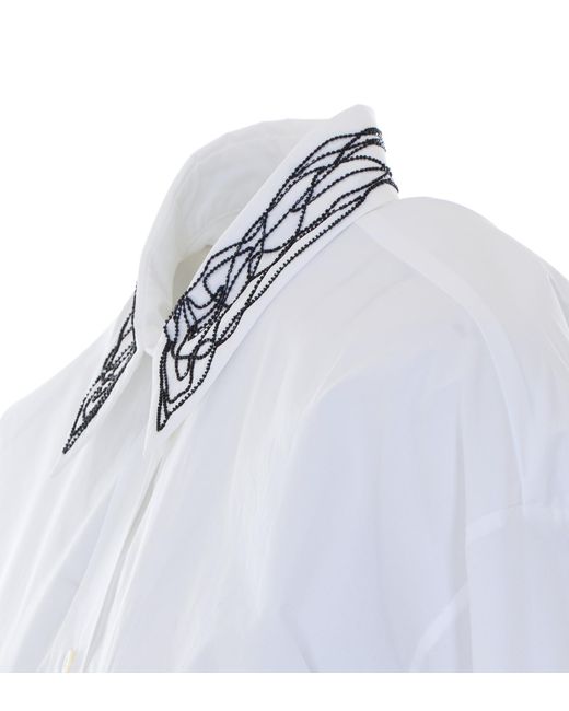 Fabiana Filippi White Beaded Collar Shirt