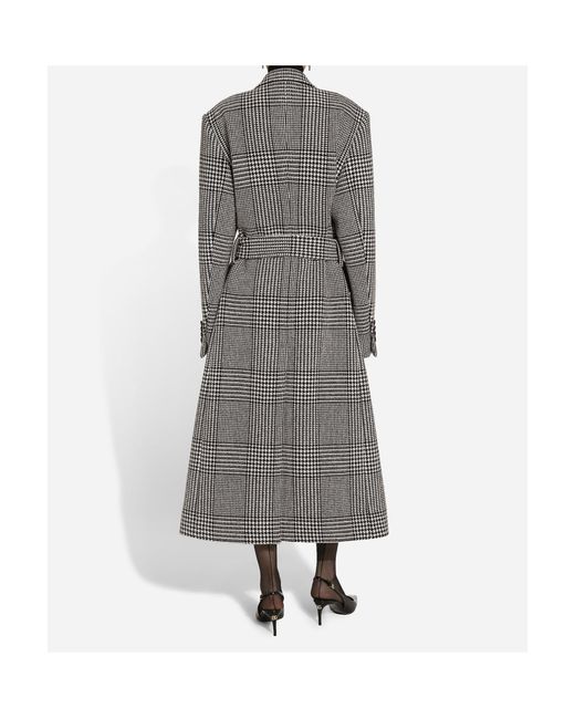 Dolce & Gabbana Gray Check-Pattern Coat