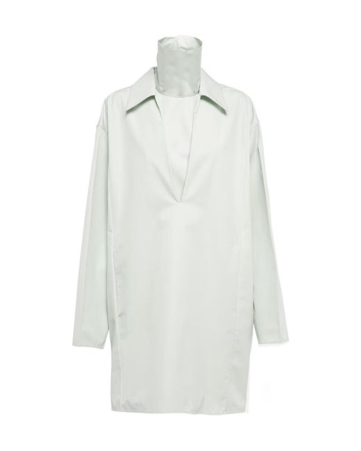 Jil Sander White V-Neck Cotton Minidress