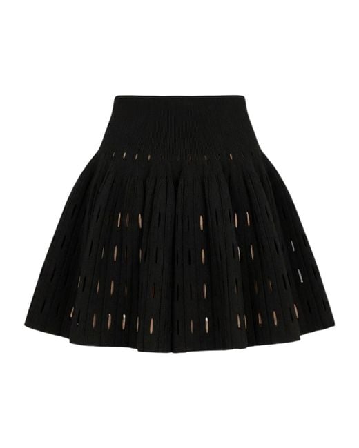 Alaïa Black Pleated Midi Skirt