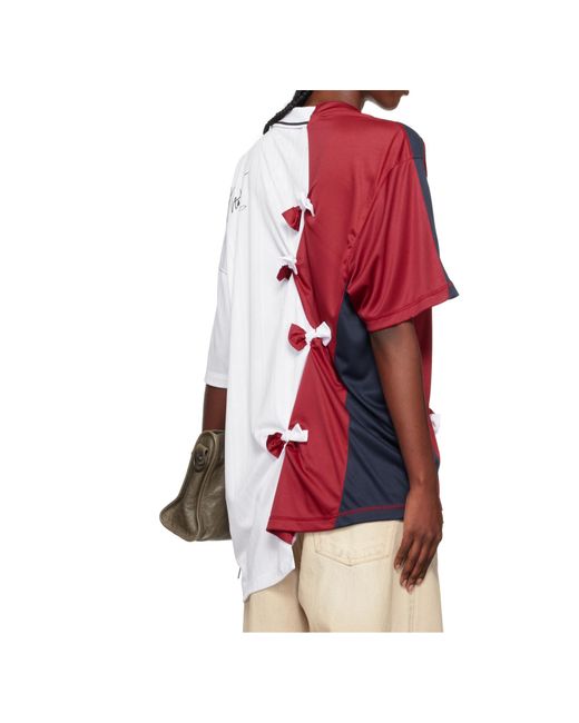 Martine Rose Red Colour-Block Football Jersey for men