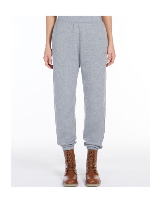 Max Mara Gray Logo Embroidered Straight Leg Pants