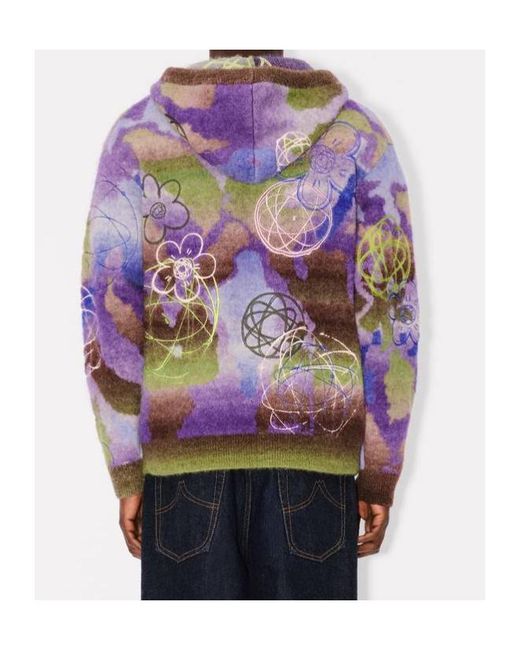 KENZO Gray X Futura 2000' Knitted Hoodie for men