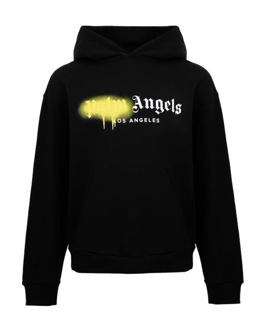 Palm Angels Black Spray Pull Over Hoodie for men