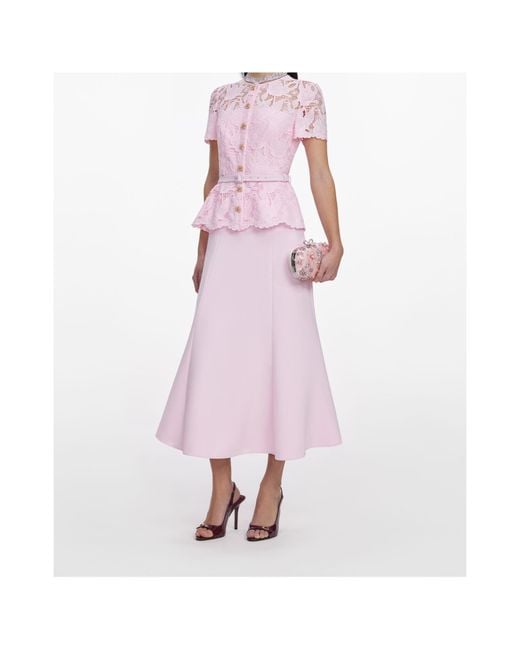 Self-Portrait Pink Lace Belted Dress