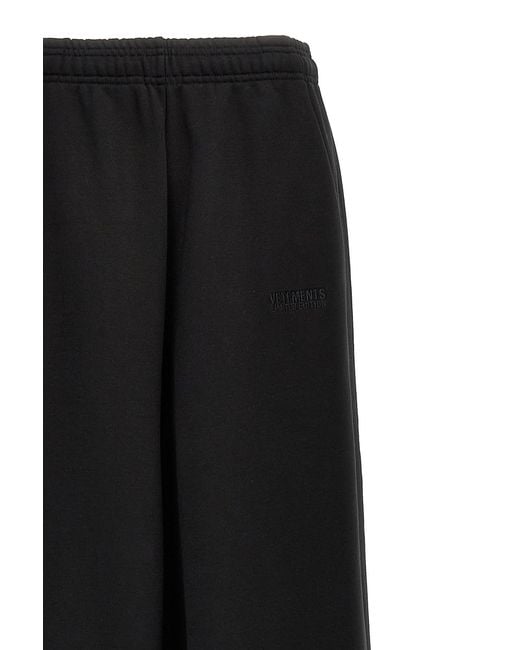 Vetements Black Logo Embroidered Wide Leg Pants