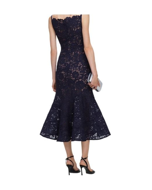 Self-Portrait Blue Spiral Lace Midi Dress