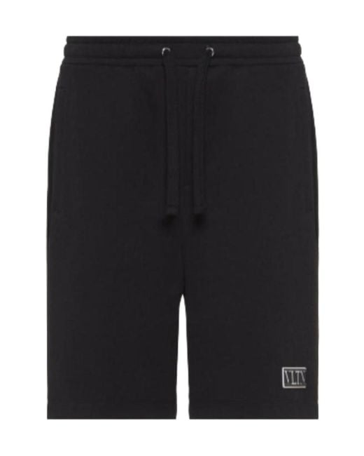 Valentino Black Vltn Patch Track Shorts for men
