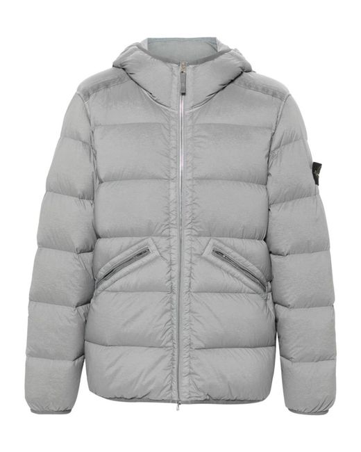 Stone Island Gray Giubbotto Vera Piuma Rds for men