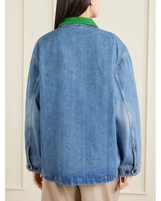 Doen Blue Pascual Corduroy-Trimmed Denim Jacket