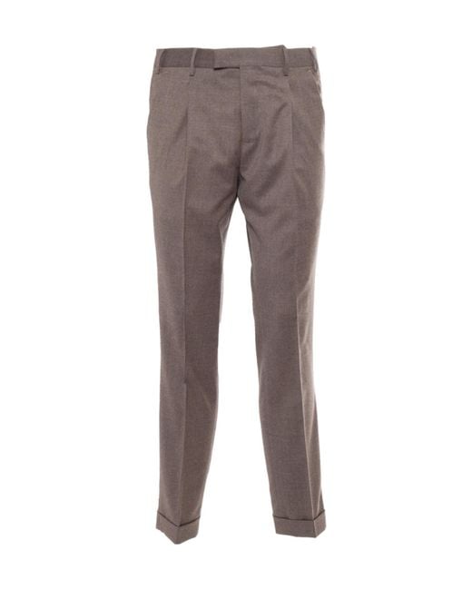 PT01 Gray Pt Torino Slim Fit Concealed Closure Pants for men