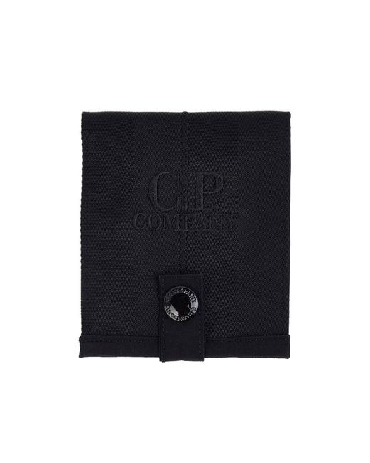 C P Company Black Herringbone Logo Wallet for men