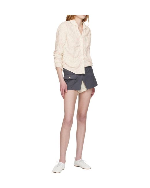 OPEN YY White Floral Pattern Shirt