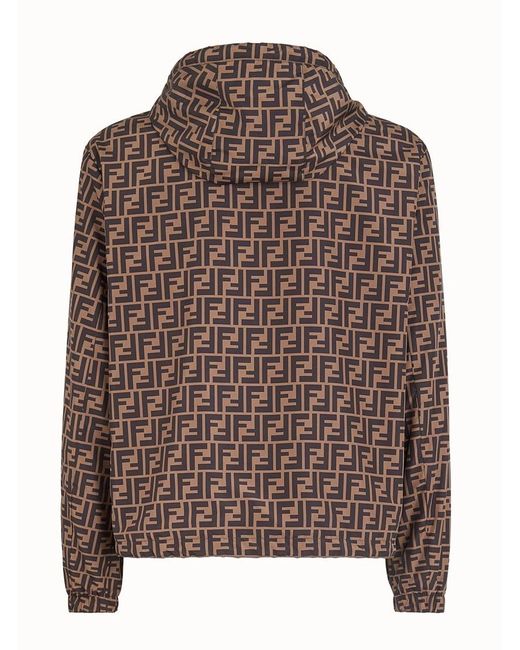 Fendi Brown Reversible Hooded Windbreaker for men