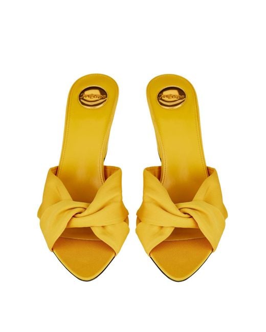 Saint Laurent Yellow 75Mm Franciane Satin Mule Sandals