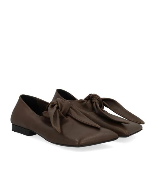 Uma Wang Brown Bow-Tied Ballet Shoes