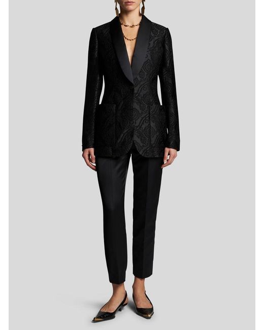 Etro Black Silk Jacquard Blazer