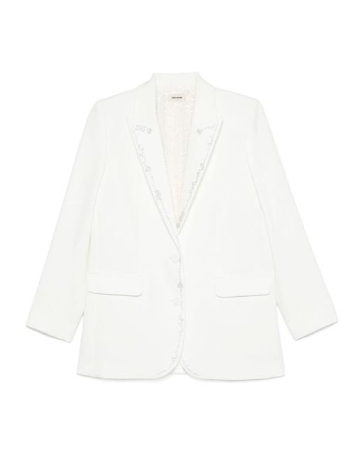 Zadig & Voltaire White Viva Strass Blazer