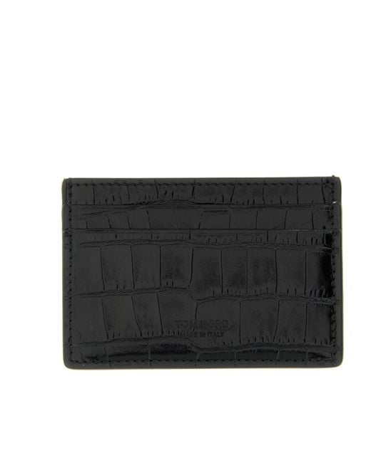 Tom Ford Black Embossed Cardholder for men