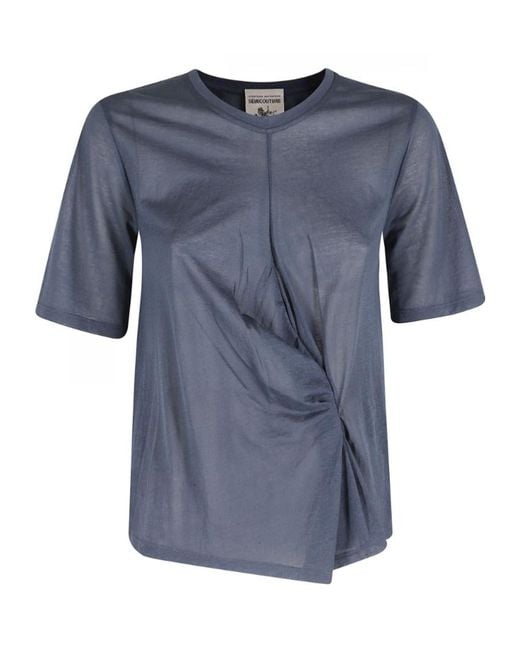 Semicouture Blue Crew-Neck T-Shirt