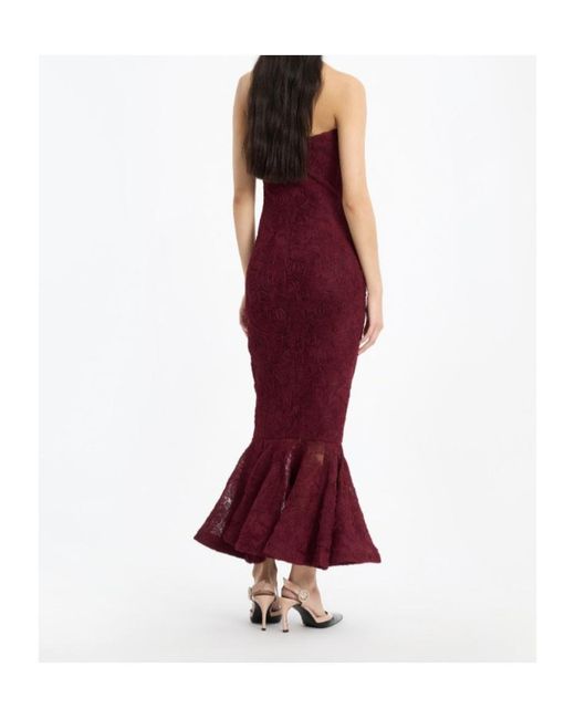 ROTATE BIRGER CHRISTENSEN Red Strapless Floral Mesh Dress